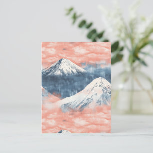 Lavendel Blauwe Sneeuwberg Zonsondergang Patroon Briefkaart