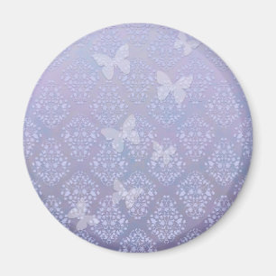 Lavendel Bleekblauwe Vlinders Damast Magneet
