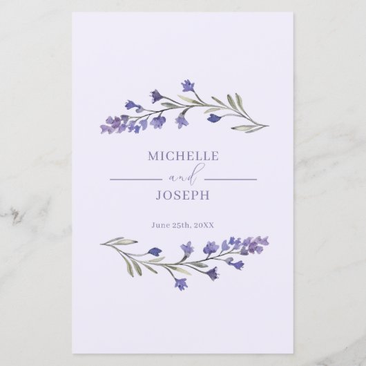 Lavendel Bliss Elegant Waterverf Trouwprogramma (Achterkant)