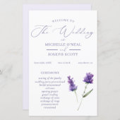 Lavendel Bliss Elegant Waterverf Trouwprogramma (Voorkant / Achterkant)