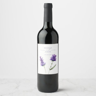 Lavendel Bliss Elegante Waterverf bruiloft Wijn Etiket
