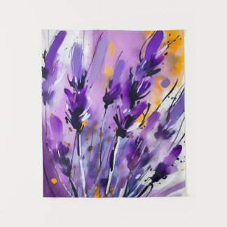 Lavendel Bloem Abstracte Kunst Bloemen Kleurrijk Wandkleed