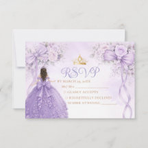Lavendel Bloem Boog Quinceañera Kroon RSVP Kaart
