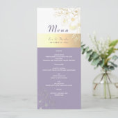 Lavendel Bloem Bruiloftsmenu Menu (Staand voorkant)