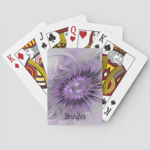 Lavendel Bloem Droom Modern Abstract Fractal Naam Pokerkaarten