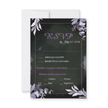 Lavendel Bloem Gothic RSVP Trouwkaart