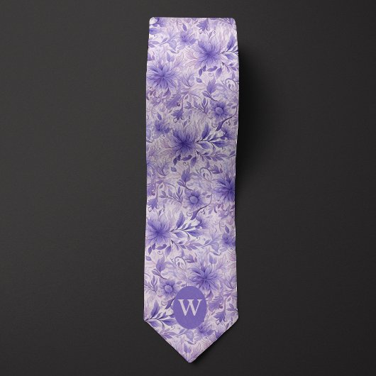 Lavendel Bloem Monogram Stropdas