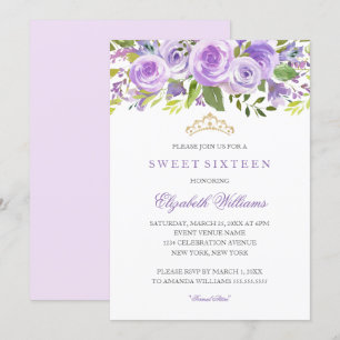 Lavendel Bloem Roze Sweet Sixteen Uitnodiging