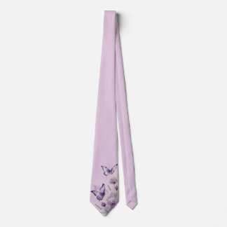 Lavendel Bloem & Vlinder Stropdas