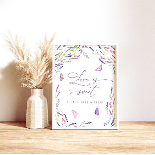 Lavendel Bloemale Bruiloftsdouche 'Liefde is Zoet' Poster