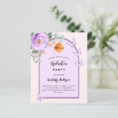 Lavendel bloemboog Graduation Party uitnodiging (Staand voorkant)
