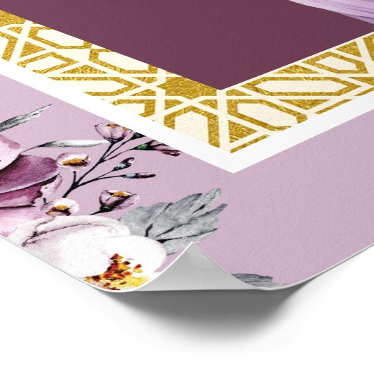 Lavendel Bloemen Anand Karaj Bruiloft Welkomstbord Poster (Hoek)