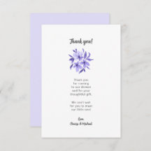 Lavendel Bloemen baby shower dank u opmerking
