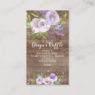 Lavendel Bloemen Baby shower Luier Raffle Ticket Informatiekaartje