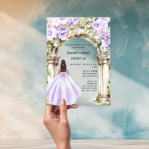 Lavendel bloemen boog jurk duidelijk Sweet 16 Acryl Uitnodigingen