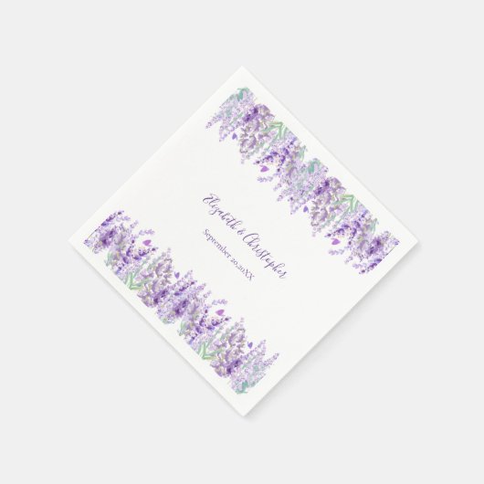 Lavendel Bloemen Botanische Groene Bruiloft Servet (Hoek)