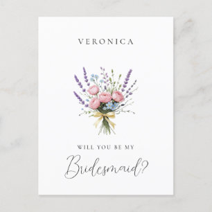 Lavendel Bloemen Bruidsmeisje Voorstel Briefkaart