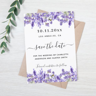 Lavendel bloemen bruiloft opslaan van de datum save the date