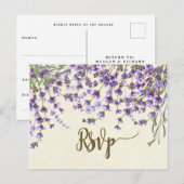 Lavendel Bloemen bruiloft RSVP briefkaart (Voorkant / Achterkant)