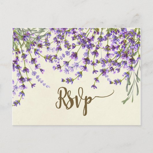 Lavendel Bloemen bruiloft RSVP briefkaart (Voorkant)