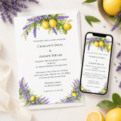 Lavendel bloemen citroenen bruiloft kaart