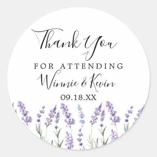Lavendel Bloemen Dank u Stickers (Voorkant)