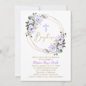 Lavendel Bloemen Dopen Goud Lijst Kaart (Voorkant)