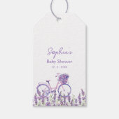 Lavendel Bloemen Fiets Baby shower Bord Cadeaulabel (Voorkant)