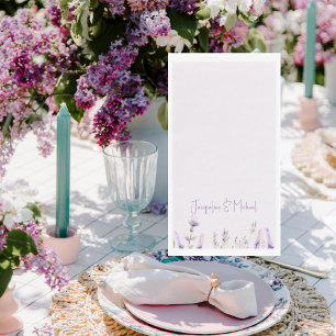 Lavendel Bloemen Gepersonaliseerde bruiloft Servet