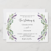 Lavendel bloemen groen QR RSVP luxe bruiloft Kaart (Voorkant)