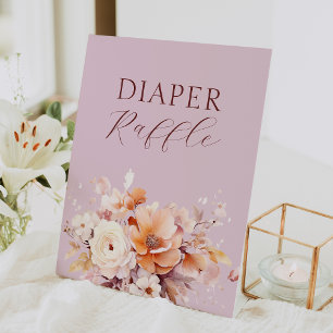 Lavendel Bloemen Herfst Baby shower Luier Raffle Reclamebord Met Voetstuk