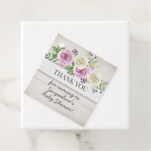 Lavendel Bloemen Hout Meisje Baby shower Dank u Bedankjes Labels