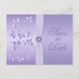 Lavendel Bloemen Juwelen Save the Date Briefkaart
