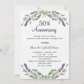 Lavendel bloemen luxe 50e trouwdag kaart (Voorkant)