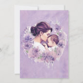 Lavendel Bloemen Mama En Me Meisje Baby shower Kaart (Achterkant)