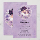 Lavendel Bloemen Mama En Me Meisje Baby shower Kaart (Voorkant / Achterkant)