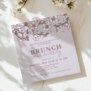 Lavendel Bloemen Moederdag Brunch Uitnodigen Notitiekaartje