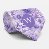 Lavendel Bloemen Monogram Stropdas (Opgerold)