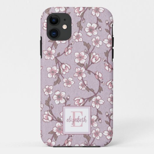 Lavendel Bloemen Monogram Telefoonhoes Case-Mate iPhone Case (Achterkant)