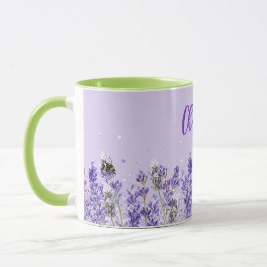 Lavendel bloemen naam script mok (Links)