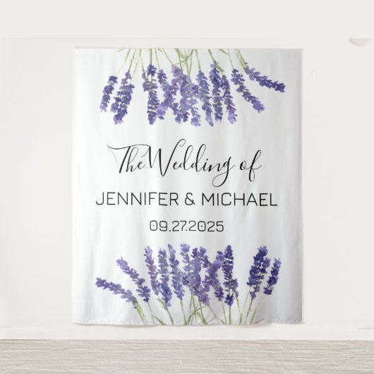 Lavendel Bloemen Paars Bloemen Bruiloft Wandkleed (Voorkant)