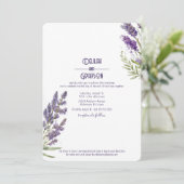 Lavendel bloemen rustieke Paarse bruiloft Kaart (Staand voorkant)
