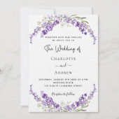 Lavendel bloemen violette bruiloft luxe kaart (Voorkant)