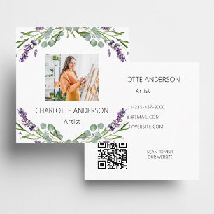 Lavendel bloemen violette foto QR code Vierkante Visitekaartje