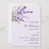 Lavendel bloemen violette luxe bruiloft kaart (Voorkant)