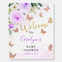 Lavendel Bloemen Vlinder Baby shower Welkomstbord