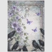 Lavendel Bloemen Vlinders & Raven Decoupage Tissuepapier (Voorkant)