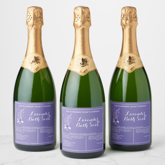 Lavendel Bloemen Waterdicht Bad Week Pouch Label Sparkling Wijnetiket (Flessen)