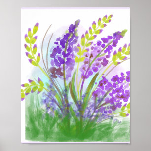 Lavendel Bloemen Waterverf Kunstprint Botanisch Poster