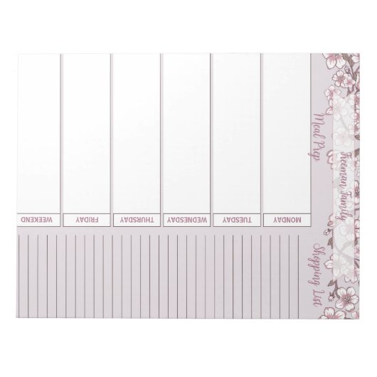 Lavendel Bloemen Wekelijkse Maaltijdplanner Pad Notitieblok (Voorkant)